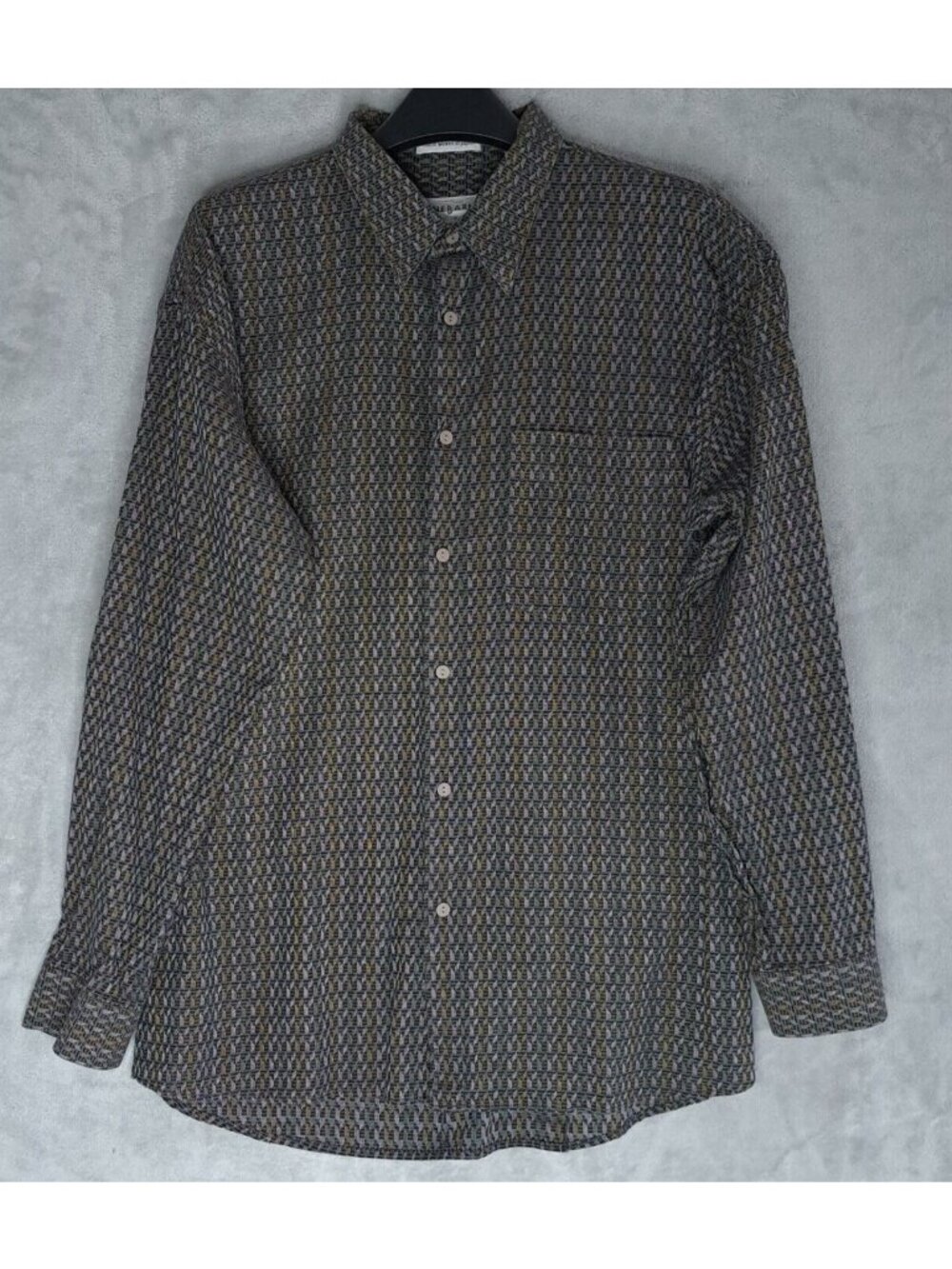 JHANE BARNES XL Button Down Long Sleeve Shirt Gray Multicolor Geometric